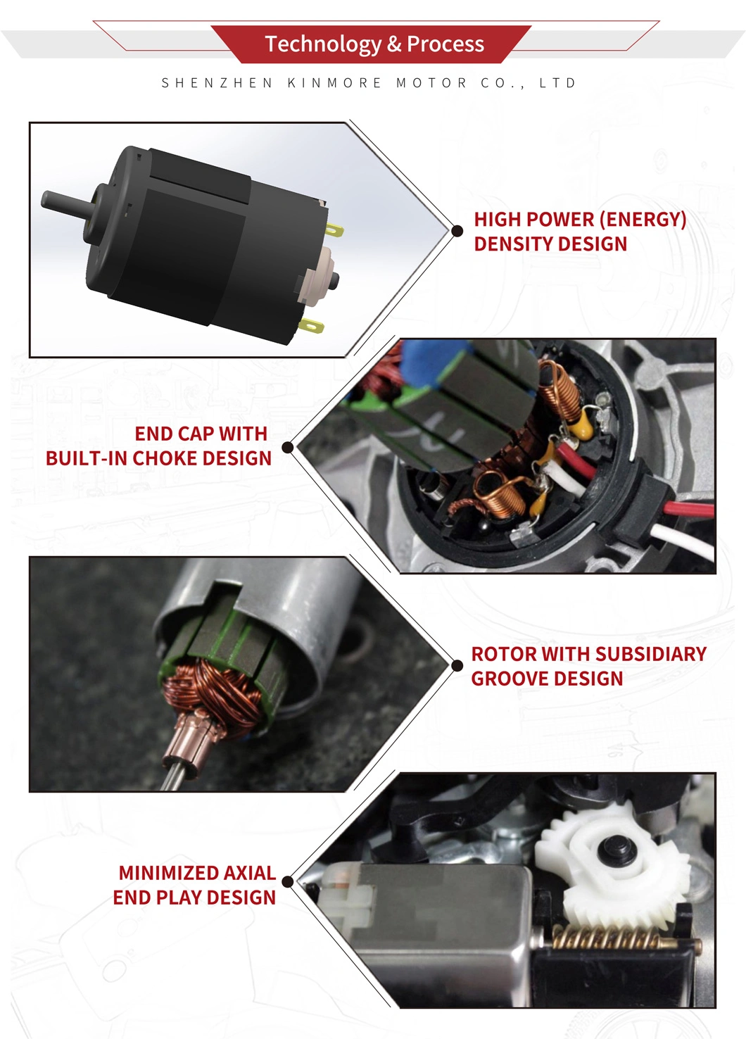 Kinmore Worm Gearbox Lift Electric Brush Motor for Car Power Window Regulator